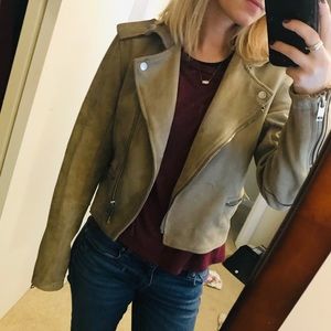 Xhilaration Tan Suede Crop Moto Jacket
